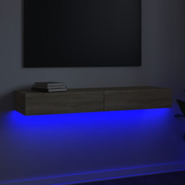 vidaXL TV Cabinet with LED Lights Sonoma Oak 120x35x15.5 cm