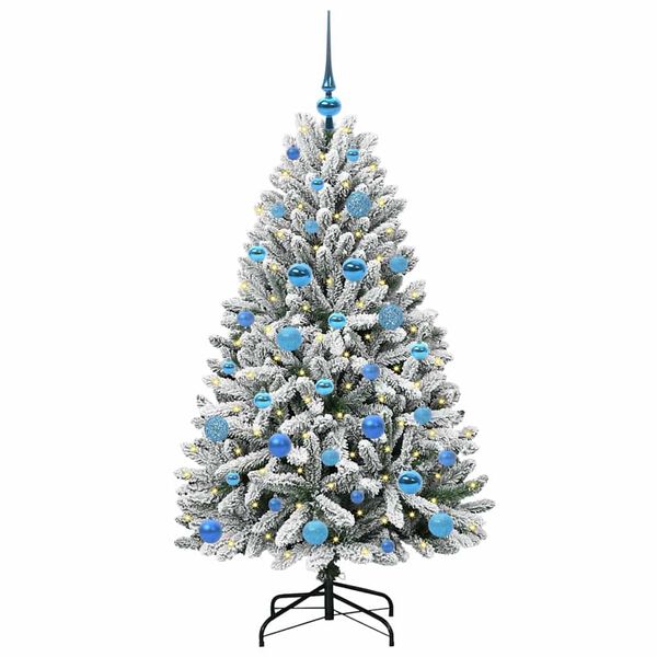 vidaXL Artificial Christmas Tree Green and White 150 cm PVC and Metal