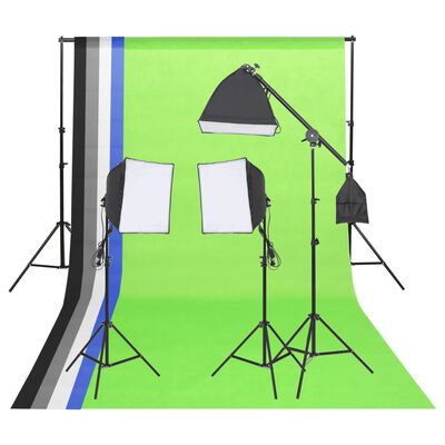 vidaXL Photo Studio Lighting Kit with Backdrops and Reflector