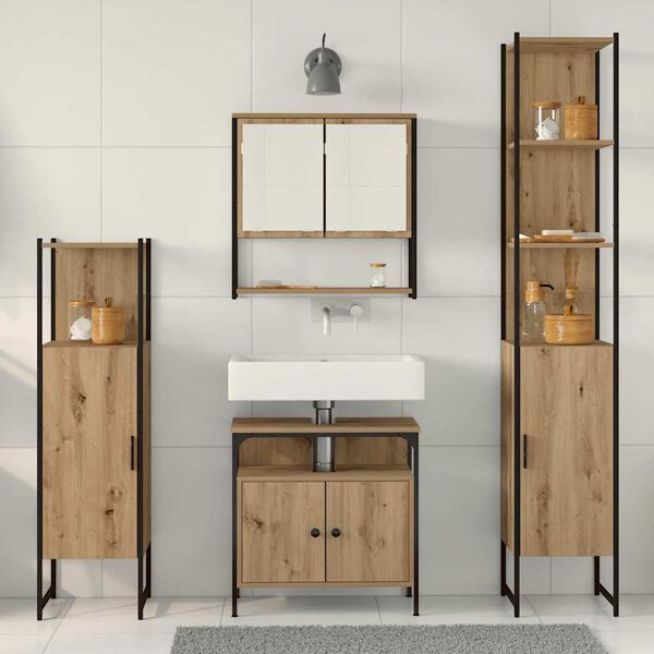 vidaXL Bathroom Furniture Set 4 pcs Artisan oak Engineered wood