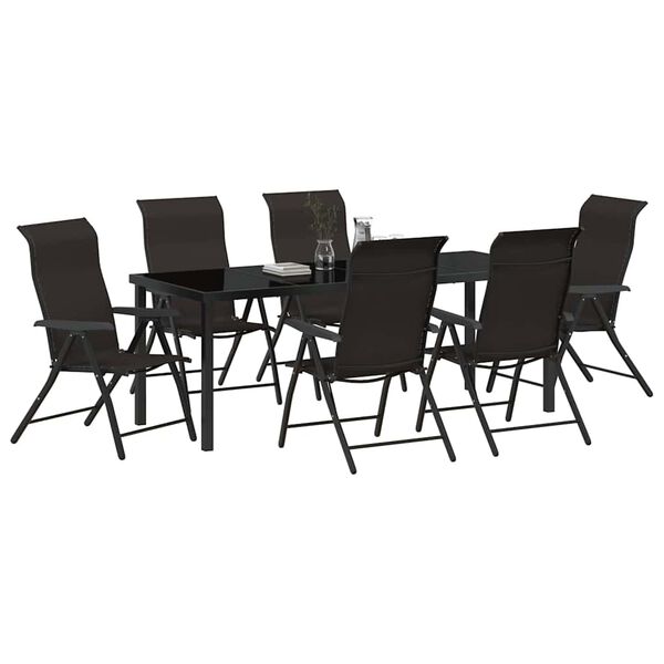 vidaXL Garden Dining Set 7 pcs Black coffee Poly rattan