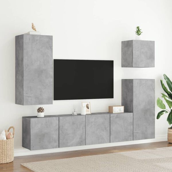 vidaXL TV Wall Cabinet Concrete Grey 40.5x30x90 cm Engineered Wood