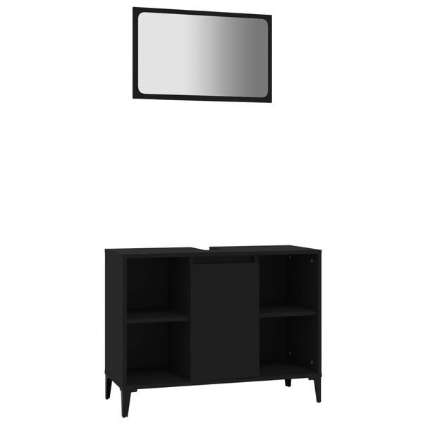 vidaXL 2 Piece Bathroom Furniture Set Black Engineered Wood