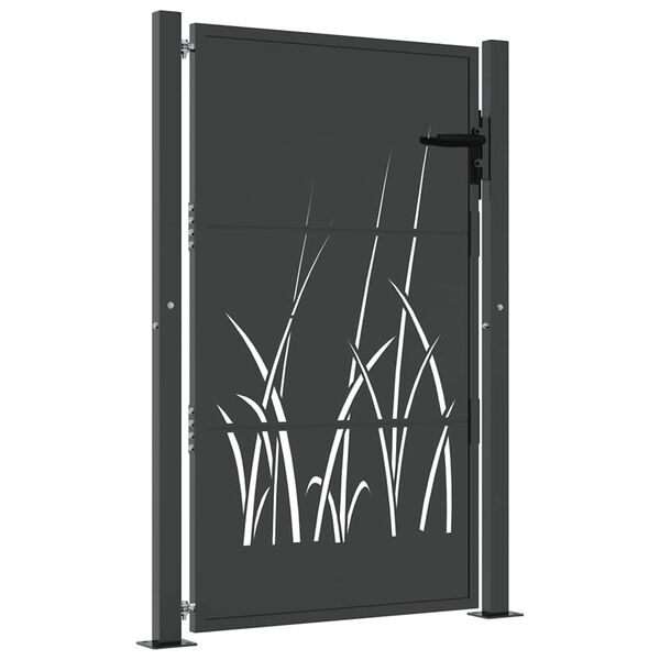 vidaXL Garden Gate Anthracite 100x125 cm Steel Grass Design