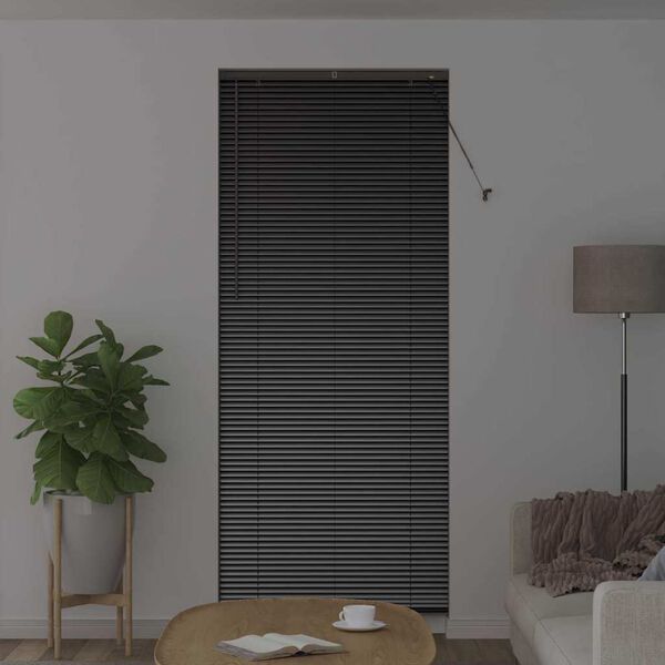 vidaXL Window Blind with Curtains Manual Black Aluminium