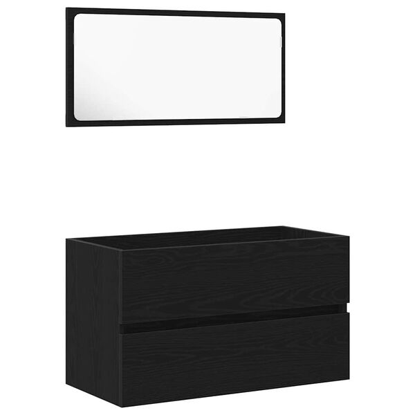 vidaXL Bathroom Furniture Set 2 pcs Black Oak Engineered wood