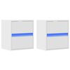 vidaXL Wall-mounted Bedside Cabinets with LED Lights 2 pcs White