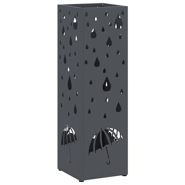 vidaXL Umbrella Stand Anthracite 15.5 x 15.5 x 49 cm Metal