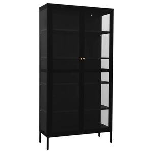 vidaXL Display Cabinet Black 90x40x180 cm Steel and Tempered Glass