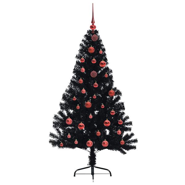 vidaXL Artificial Pre-lit Christmas Tree Black 150 cm PVC