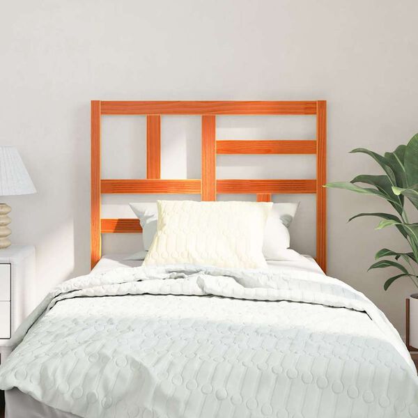vidaXL Bed Headboard Wax Brown 105.5 x 4 x 104 cm Solid Pine Wood