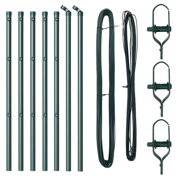 vidaXL Fence Post 7 pcs Green Steel
