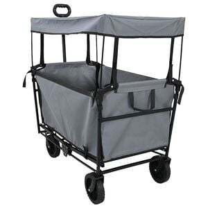 vidaXL Folding Shopping Trolley with Breaks Grey 105 x 56.5 x 116 cm