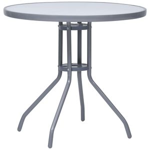 vidaXL Garden Table | Light Grey | Steel, Glass | Small | Durable