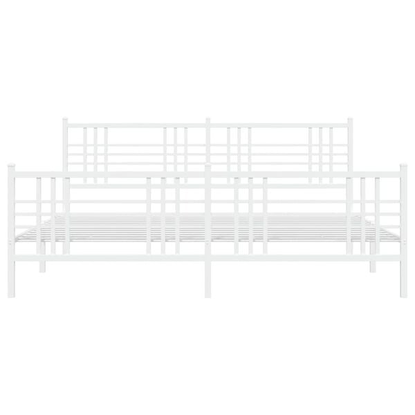 vidaXL Metal Bed Frame without Mattress with Footboard White 183x213cm