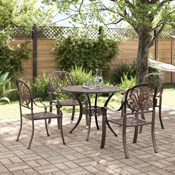 vidaXL 5 Piece Garden Dining Set Bronze Cast Aluminium