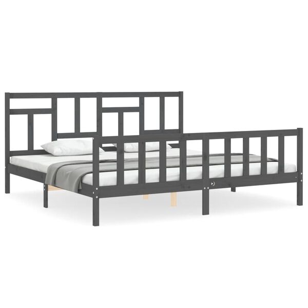 vidaXL Bed Frame without Mattress Grey 200x200 cm Solid Wood Pine