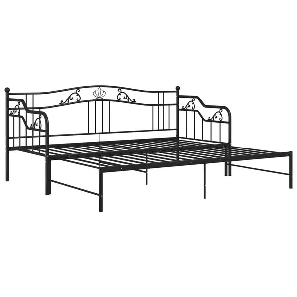 vidaXL Pull-out Sofa Bed Frame without Mattress Black Metal 90x200 cm