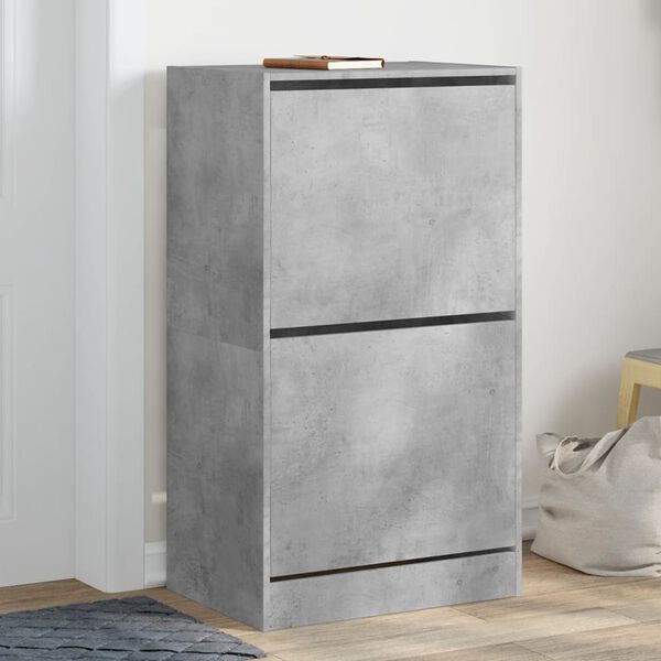 vidaXL Shoe Cabinet with 2 Flip-Drawers Concrete Grey 60x42x108 cm