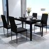 vidaXL Contemporary Dining Set with Table and 4 Chairs Black