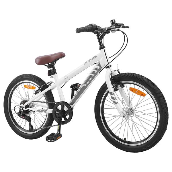 vidaXL Mountain Bike 24'' 6-Speed for 8-12 Years Old White