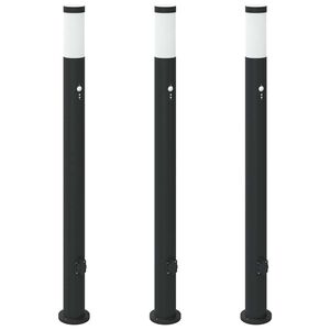 vidaXL Bollard Lights with Sensor&Outlet 3pcs 110 cm Stainless Steel IP44