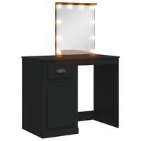 vidaXL Dressing Table with LED Lights Black 90x42x132.5 cm