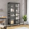 vidaXL Highboard Black 85x40x180 cm Glass and Steel
