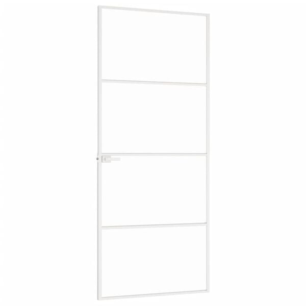 vidaXL Interior Door White 83x201.5 cm Tempered Glass&Aluminium Slim