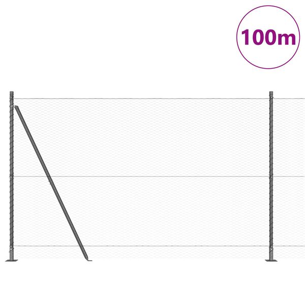 vidaXL Fence Post Grey 100 x 1.4 m (25 mm mesh) Steel and PVC