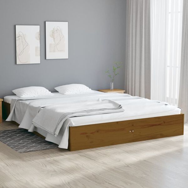 vidaXL Bed Frame without Mattress Honey Brown Solid Wood 135x190 cm Double