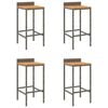 vidaXL Bar Stools 4 pcs Grey Poly Rattan and Solid Wood Acacia