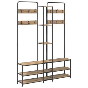 vidaXL Coat Stand with Shoes Bench Artisan Oak 143 x 30 x 199.5 cm