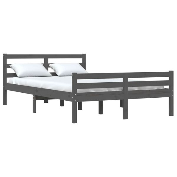 vidaXL Bed Frame without Mattress Grey Solid Wood 140x200 cm