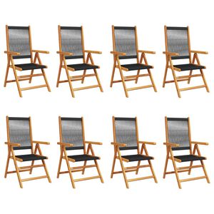 vidaXL Reclining Garden Chairs 8 pcs Black Solid Wood Acacia