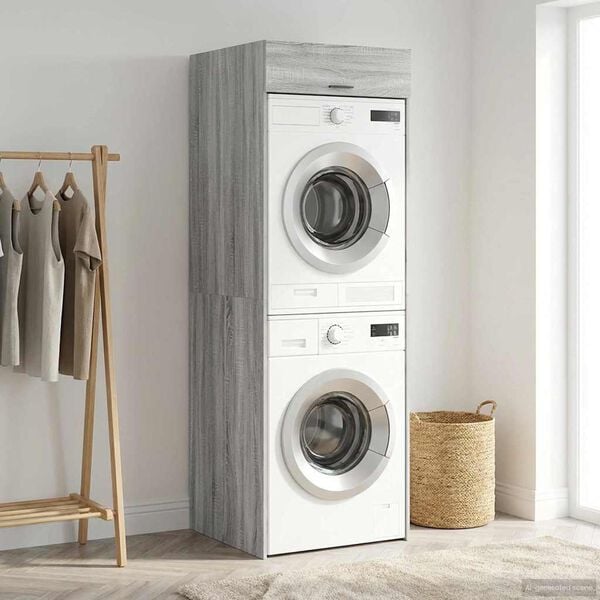 vidaXL Wash Machine Cabinet with Door Grey Sonoma 67.5 x 68 x 200 cm