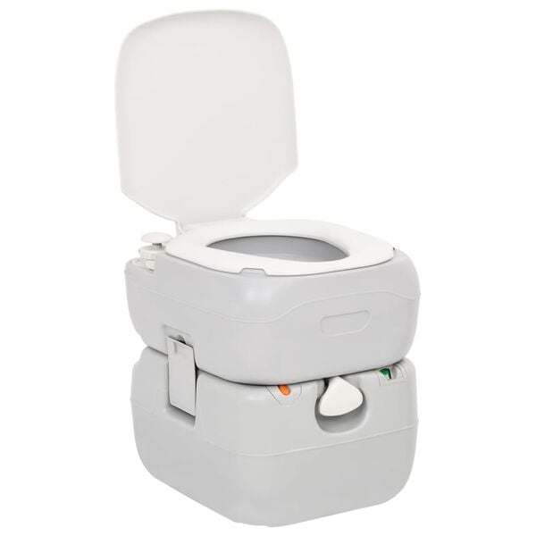 vidaXL Portable Camping Toilet Grey and White 22+12 L HDPE