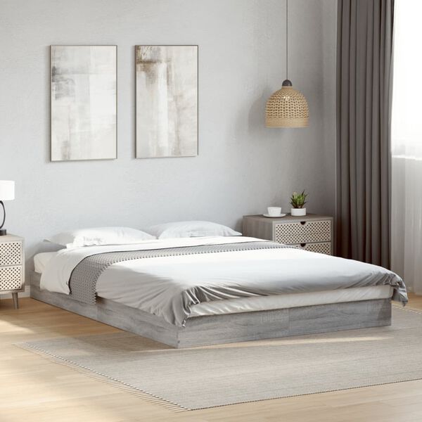 vidaXL Bed Frame without Mattress Grey Sonoma 140x200 cm Engineered Wood