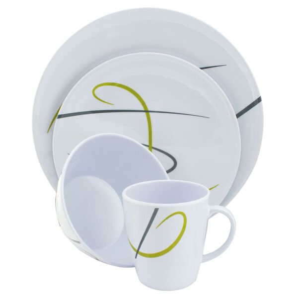 Eurotrail 16 Piece Tableware Set Vienna Grey and Green