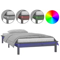 vidaXL LED Bed Frame Grey 75x190 cm Small Single Solid Wood