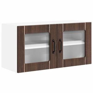 vidaXL Wall Glass Cabinet LUCCA Brown Oak 80 x 31 x 40 cm