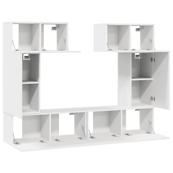vidaXL 6 Piece TV Cabinet Set White Engineered Wood