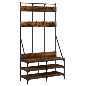 vidaXL Clothes Rack with Shoe Storage Smoked Oak 100x40x184 cm