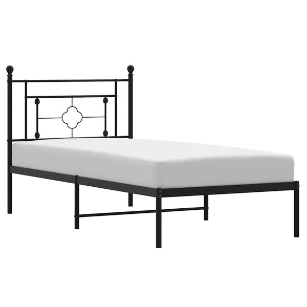 vidaXL Metal Bed Frame without Mattress with Headboard Black 100x200cm