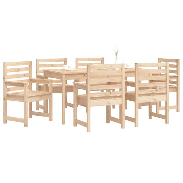 vidaXL 7 Piece Garden Dining Set Solid Wood Pine