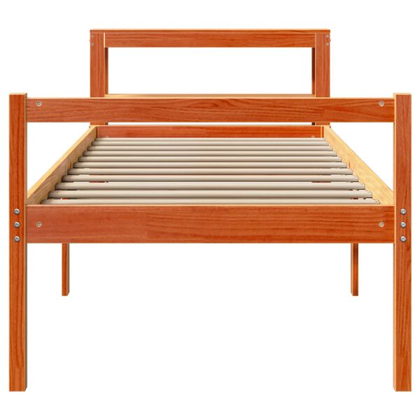 vidaXL Bed Frame with Headboard without Mattress Wax Brown 90x190 cm Single