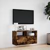 vidaXL TV Wall Cabinet with LED Lights Smoked Oak 80x31x45 cm
