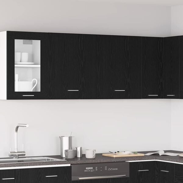 vidaXL Hanging Cabinet with Shelf Lyon 2 pcs Black Oak 50 x 31 x 60 cm