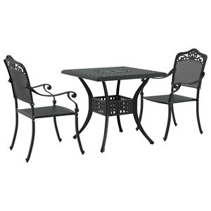 vidaXL Garden Table Set 3 pcs Black Cast Aluminium