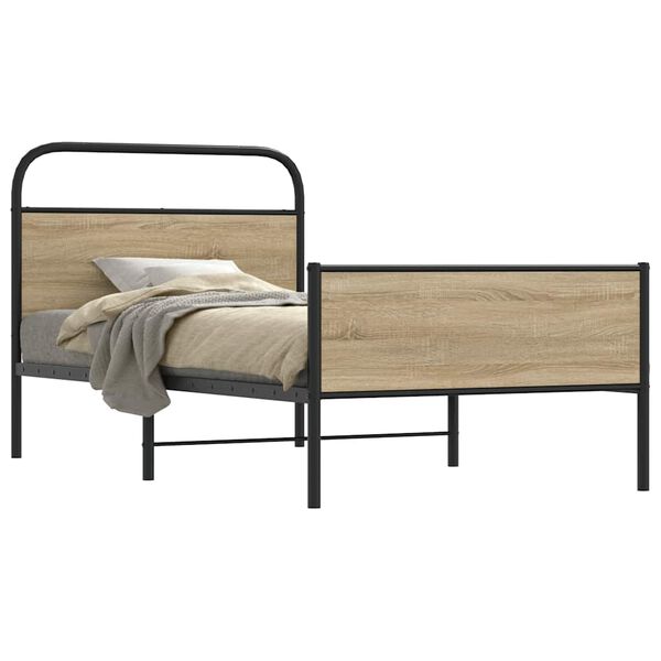 vidaXL Bed Frame without Mattress 100x190 cm Sonoma Oak Engineered Wood